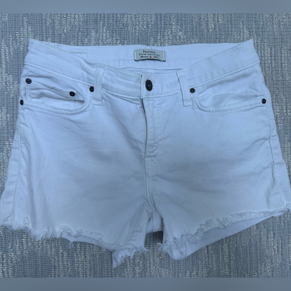 PRINCIPLE The Wanderer Women’s White Denim Cutoff Shorts Size 26